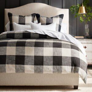Pottery Barn Bryce Buffalo Check Cotton Duvet, Charcoal, Full/Queen - NWT
